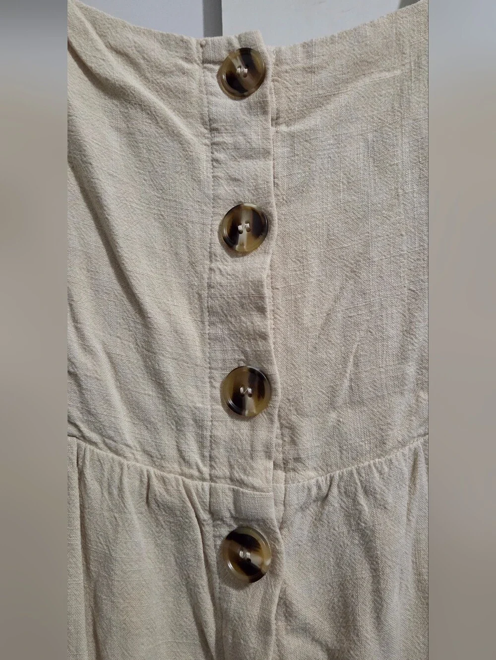 Main Street Exchange - Sleeveless Cream Button-Front Dress with Pockets - Picture 2 of 6